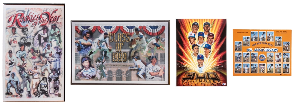 Lot Of (4) Baseball Legends Signed Posters (Beckett PreCert)
